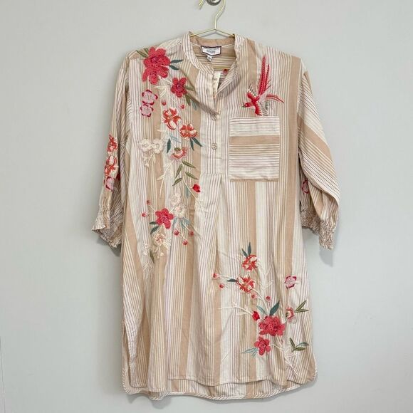 Johnny Was Cherri Smocked Cuff Tunic Dress - Picture 1 of 4
